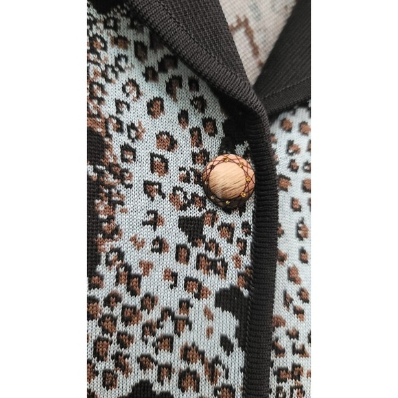 Exclusively Misook Cheetah Snake Animal Print BlackBlueBrown Cardigan Jacket S - Picture 10 of 11